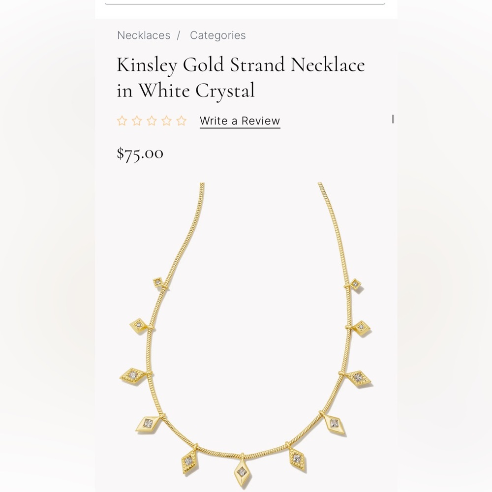 Kinsley Gold Strand Necklace in White crystal